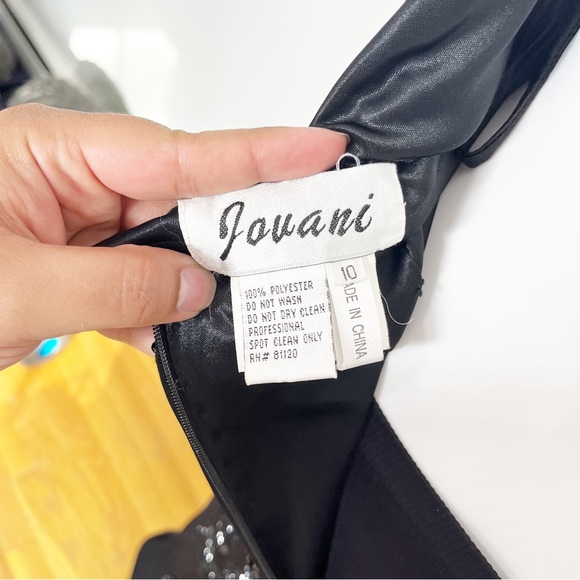 Jovani Black Beaded Open Back High Neck Evening Gown Black Tie Dress Prom Dress - Picture 5 of 6